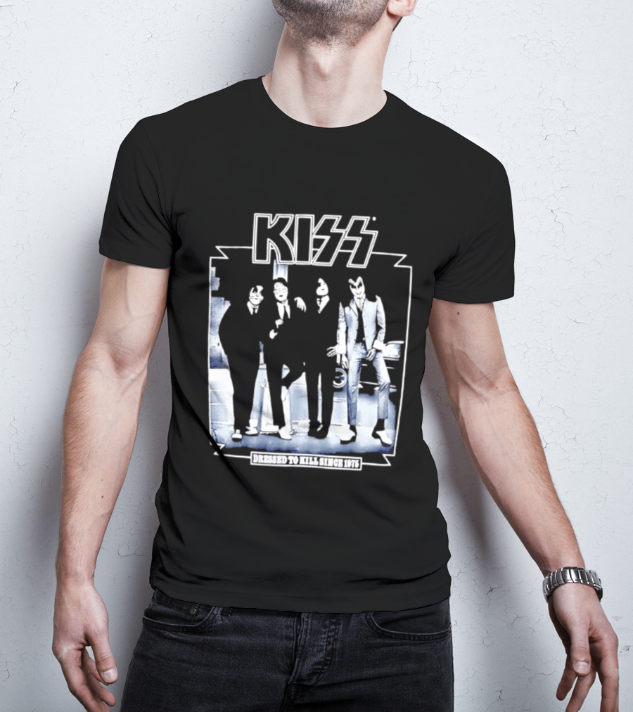 Kiss Dressed To Kill Since 1975 Rock Music Band T-Shirt