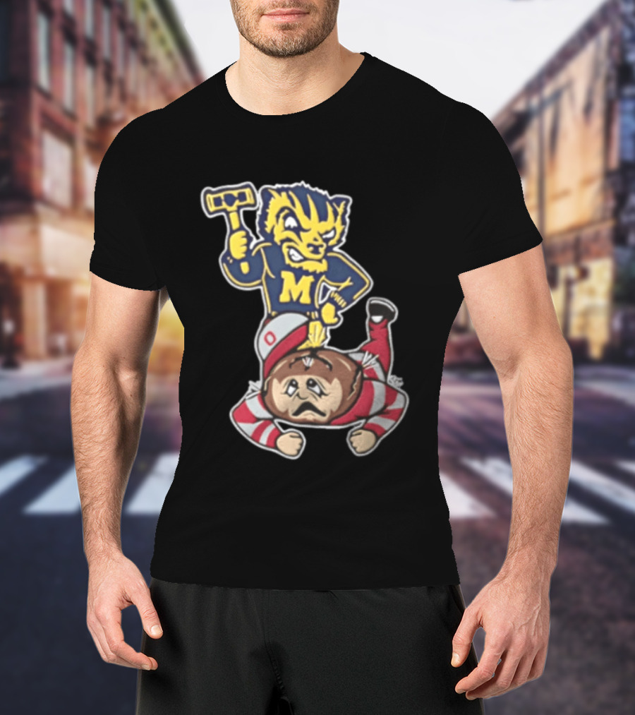 Michigan Wolverines Vs Ohio State Buckeyes Football Rivalry Mascot Showdown T-Shirt