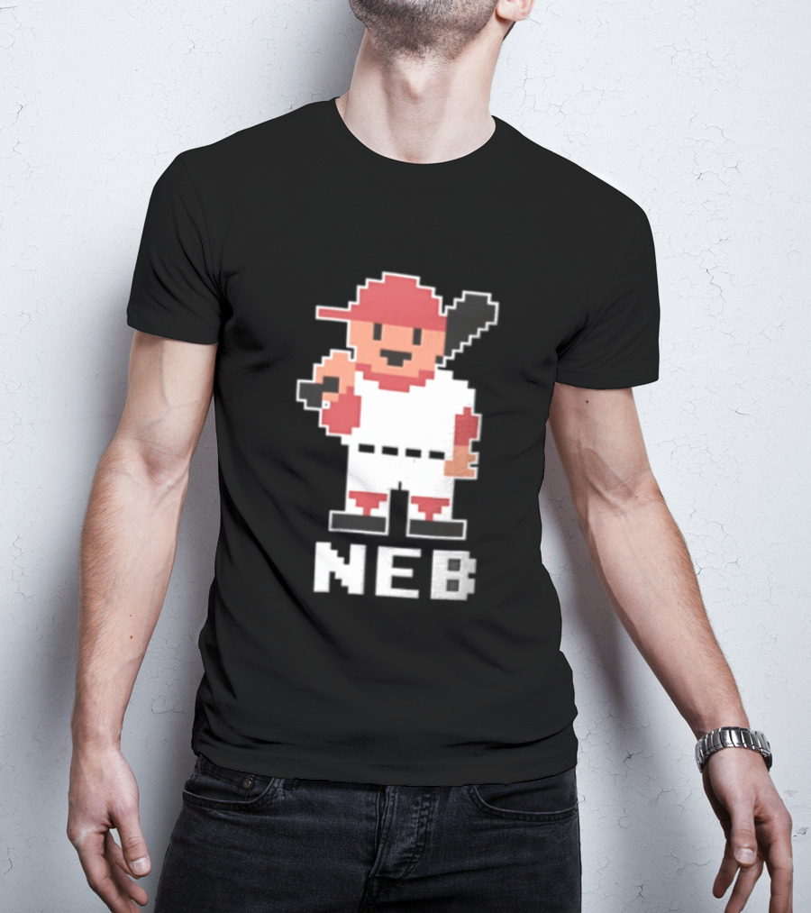 Nebraska Cornhuskers 8 Bit Baseball Player NEB T-Shirt