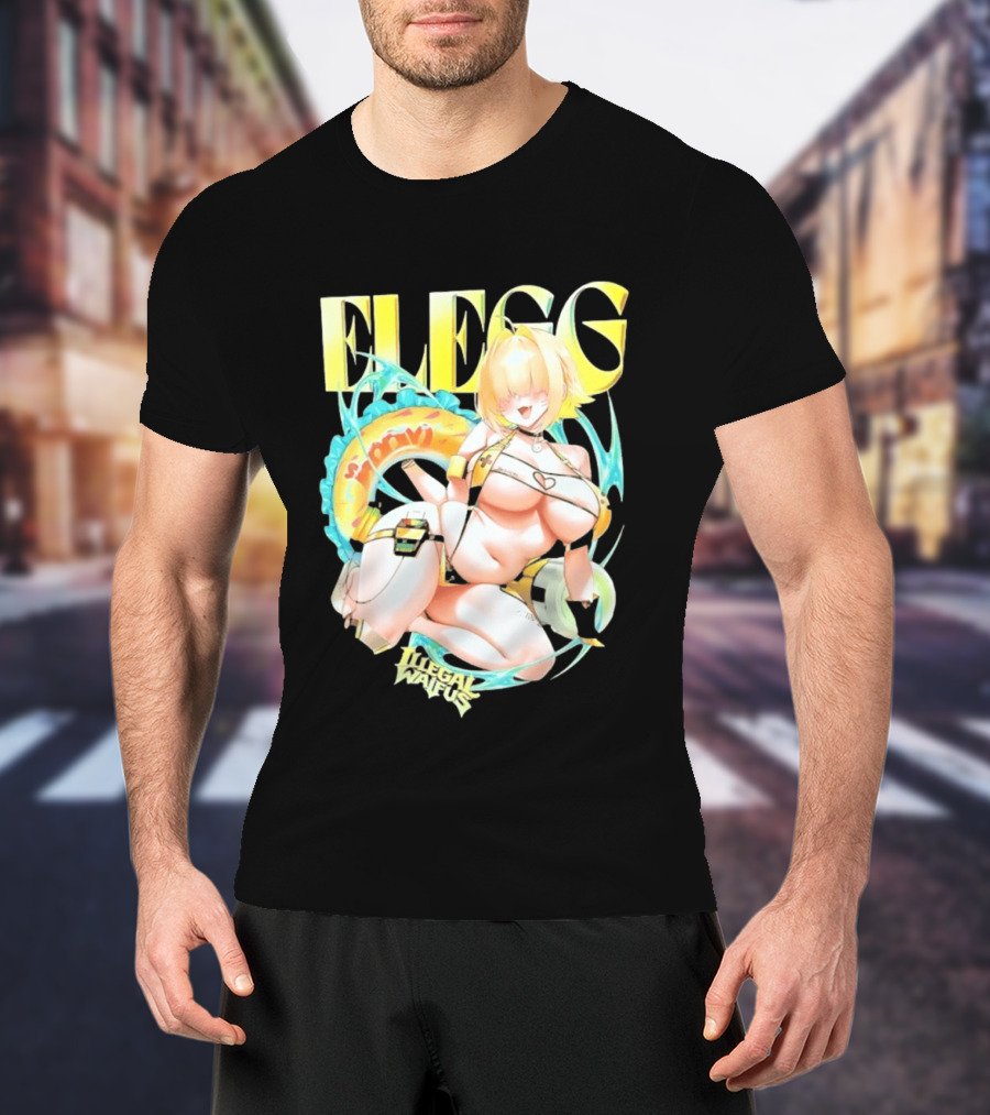 Elegg Illegal Waifus Electric Anime Character Beach Vibes T-Shirt