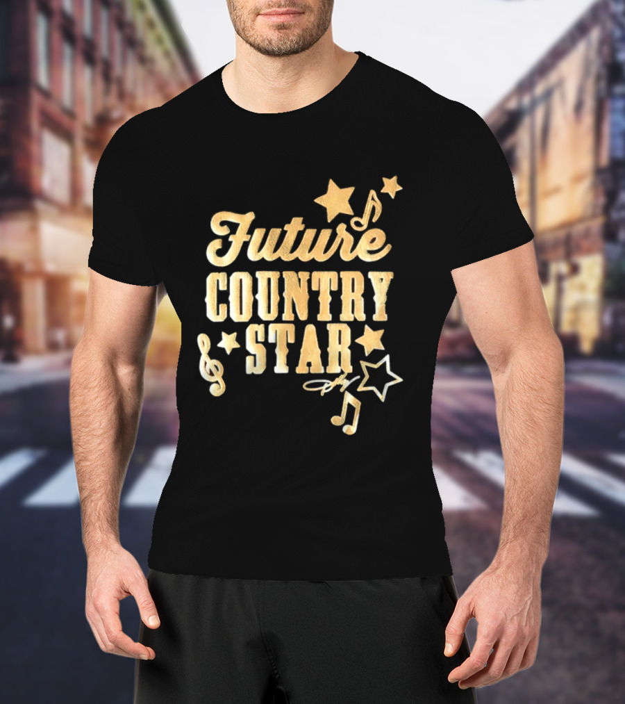 Future Country Star Musician Singer Golden Notes And Stars T-Shirt