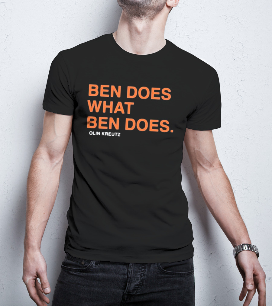 Ben Does What Ben Does Olin Kreutz Chicago Bears T-Shirt