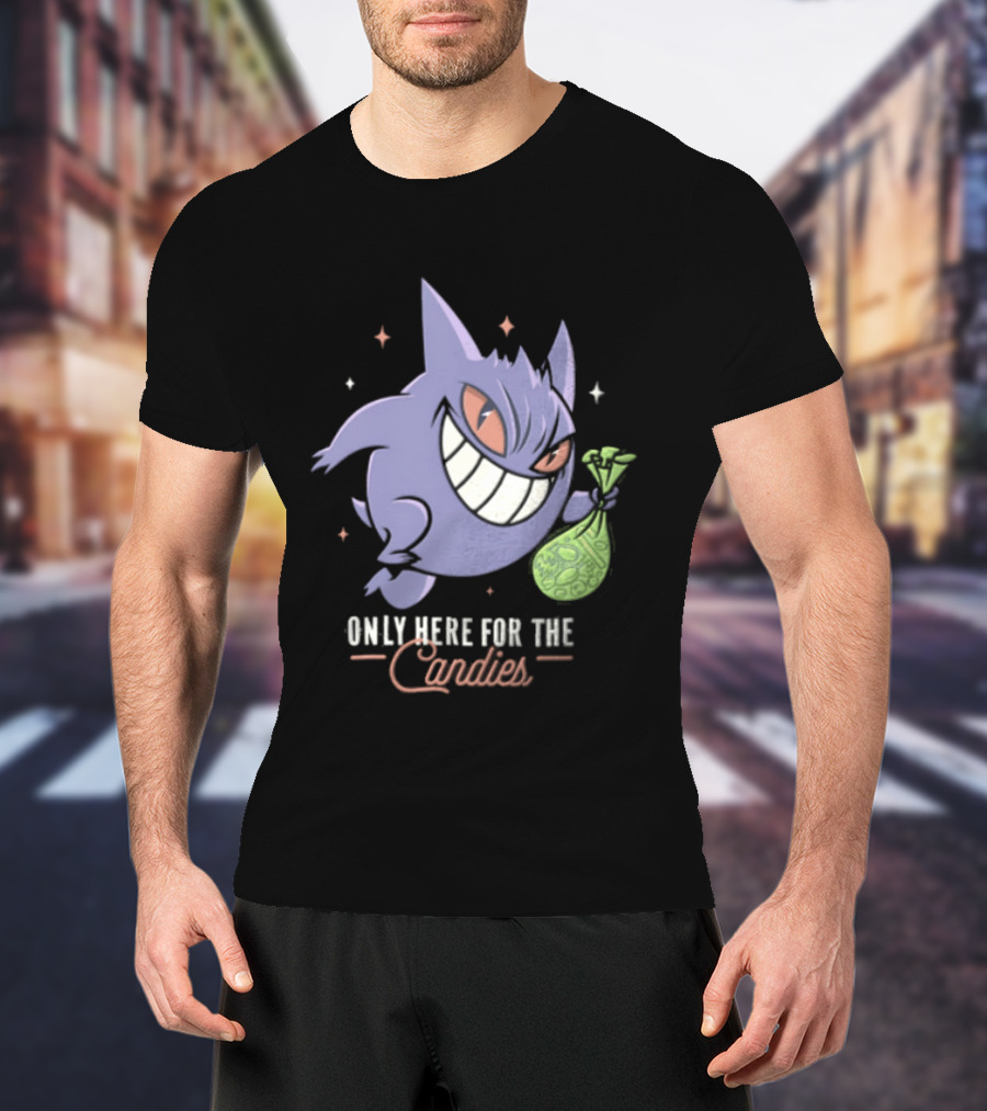 Gengar Only Here For The Candies Halloween Fun T-Shirt