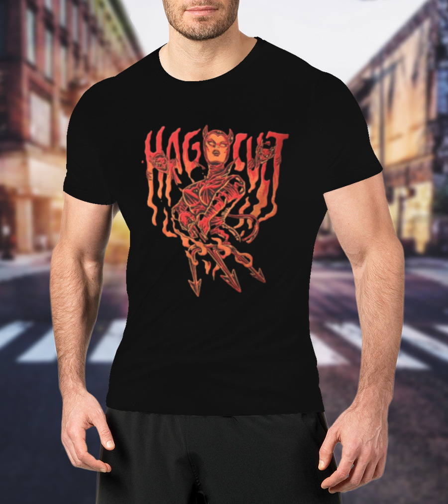 Hag Cult Demon Girl Trident Hellfire Occult T-Shirt