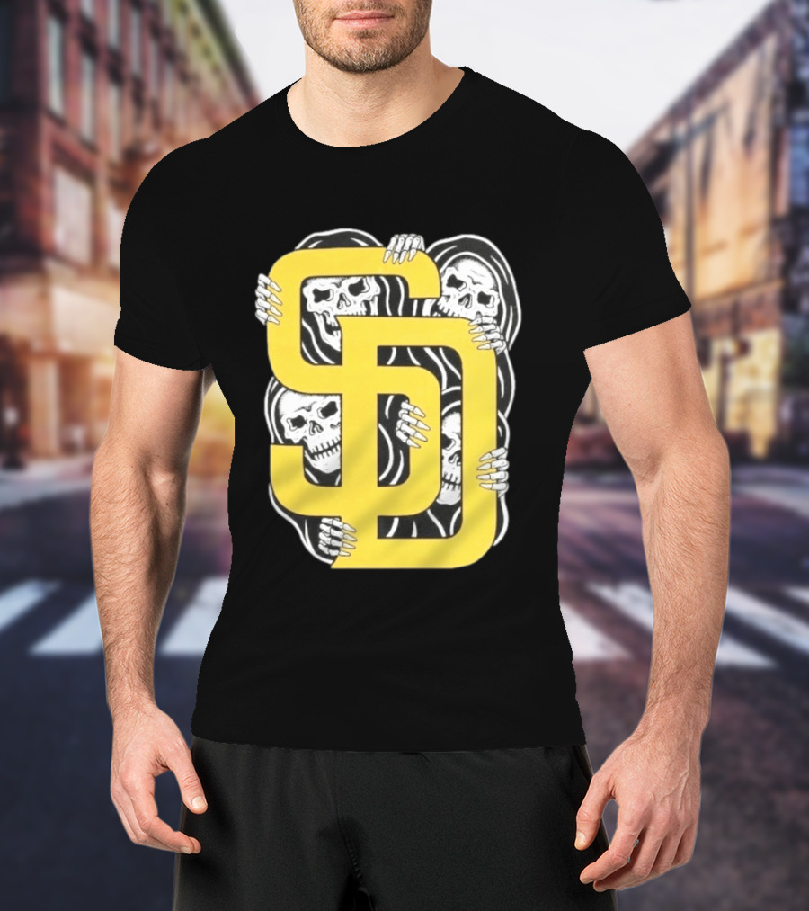 San Diego Padres SD Yellow Grim Reaper Skeletons T-Shirt