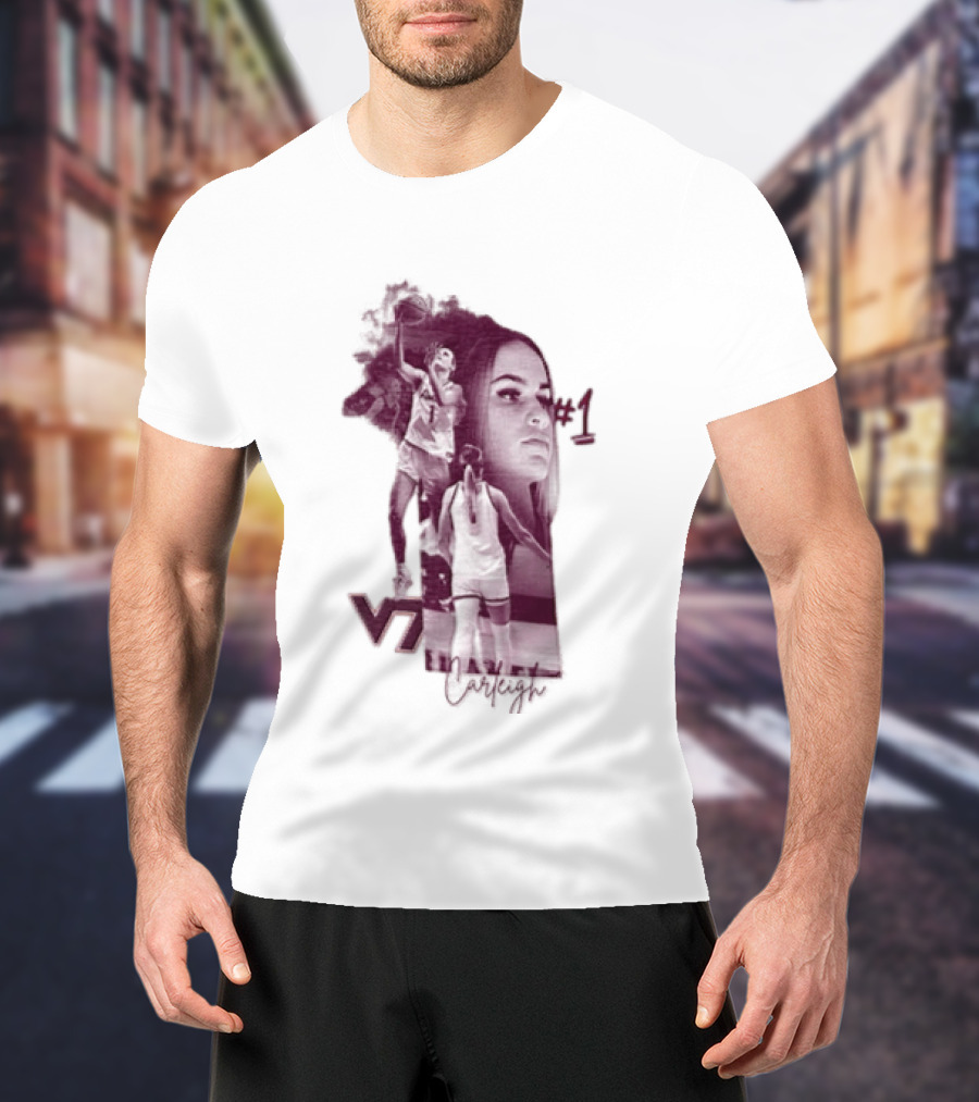 Carleigh Wenzel Virginia Tech Hokies Number 1 Let's Go Hokies Basketball Player VT T-Shirt