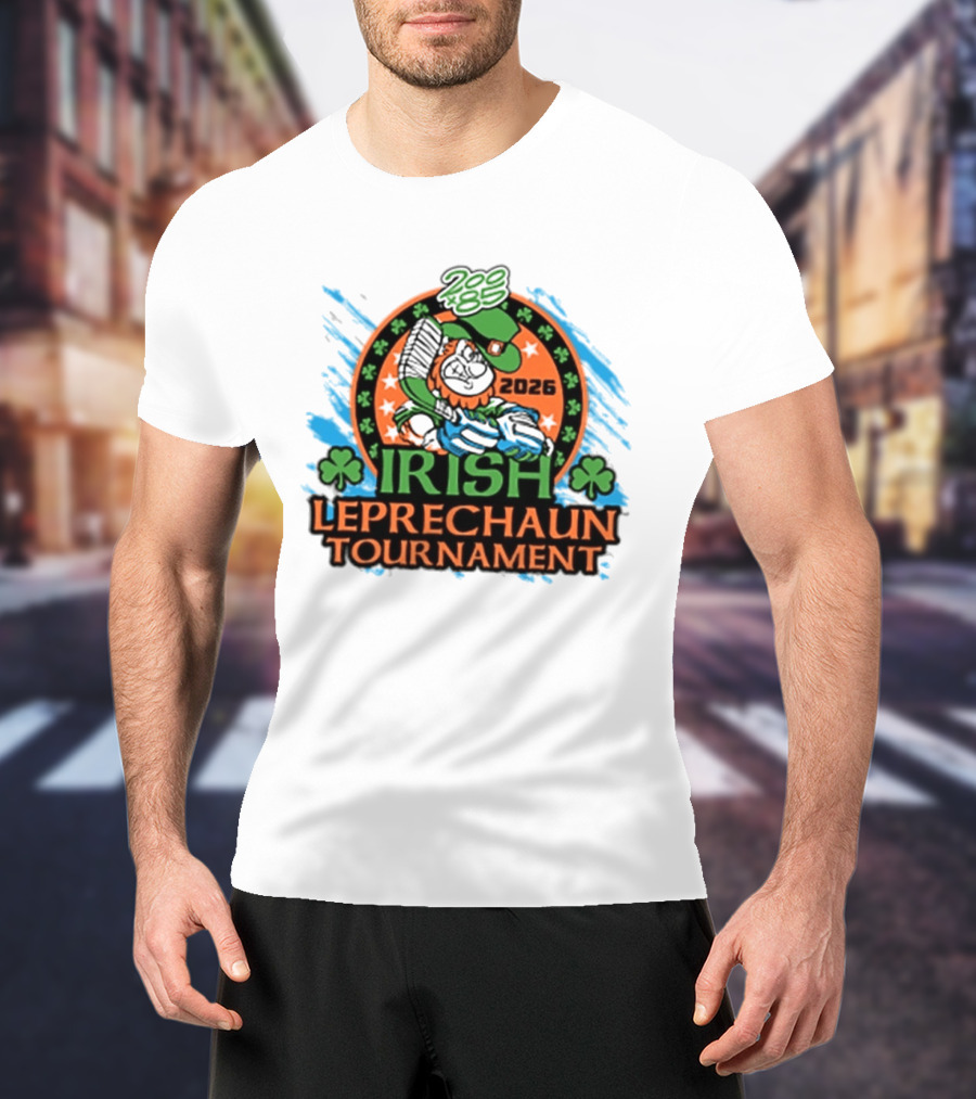 Irish Leprechaun Tournament 2026 Clover Emblem And Green Hat Celebration T-Shirt