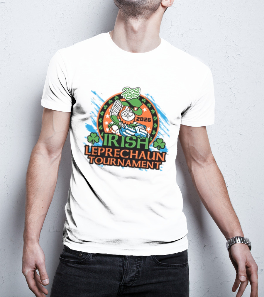 Irish Leprechaun Tournament 2026 Clover Emblem And Green Hat Celebration T-Shirt