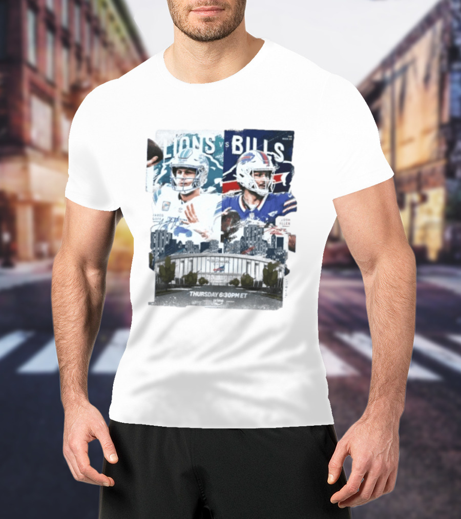 Jared Goff Detroit Lions Vs Josh Allen Buffalo Bills Thursday Night Football Week 02 6:30 PM ET T-Shirt