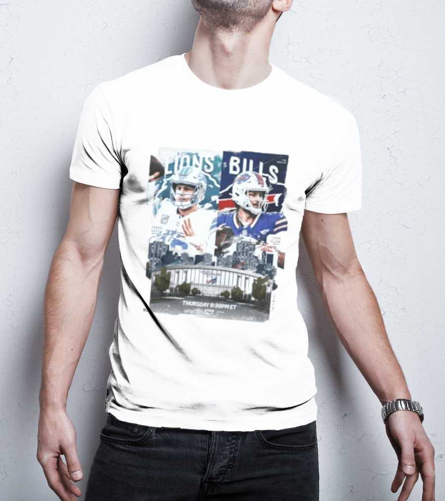 Jared Goff Detroit Lions Vs Josh Allen Buffalo Bills Thursday Night Football Week 02 6:30 PM ET T-Shirt