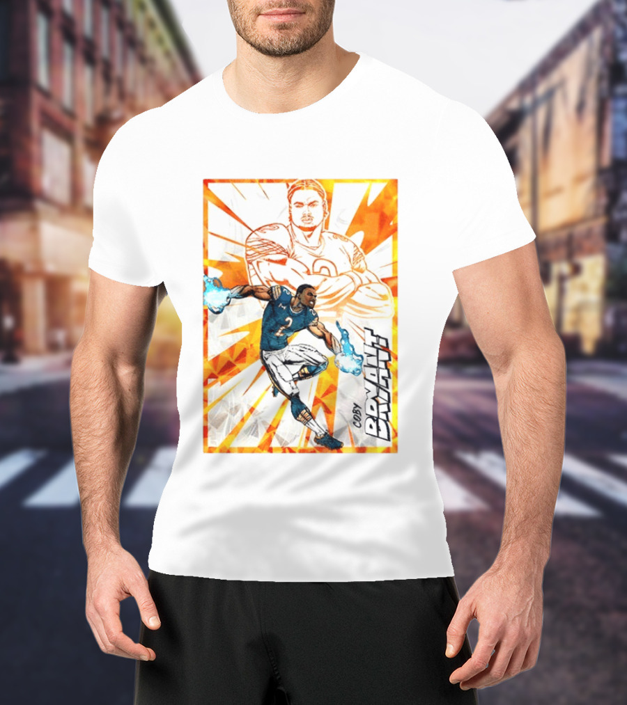 Coby Bryant Seattle Seahawks Football Card Dynamic Illustration With Chicago Bears T-Shirt