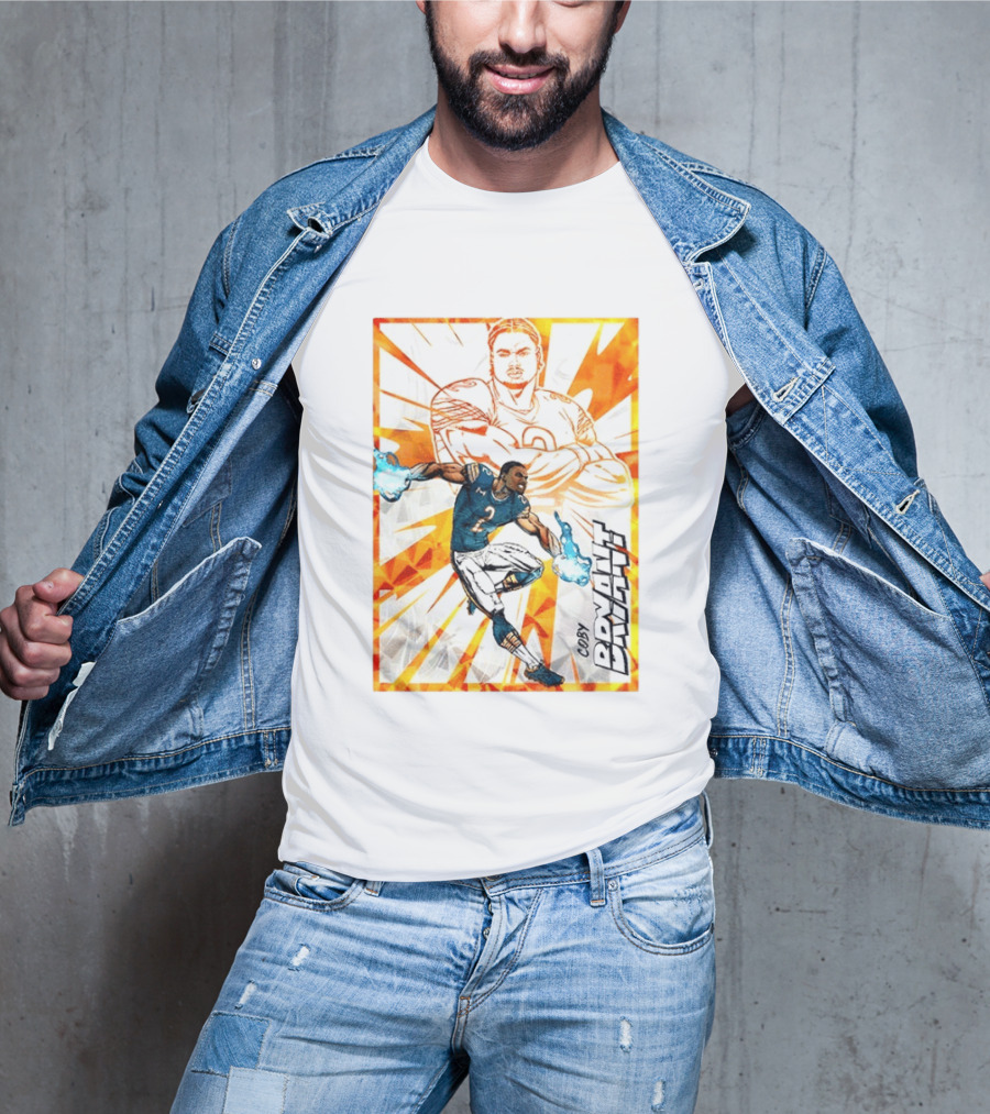 Coby Bryant Seattle Seahawks Football Card Dynamic Illustration With Chicago Bears T-Shirt