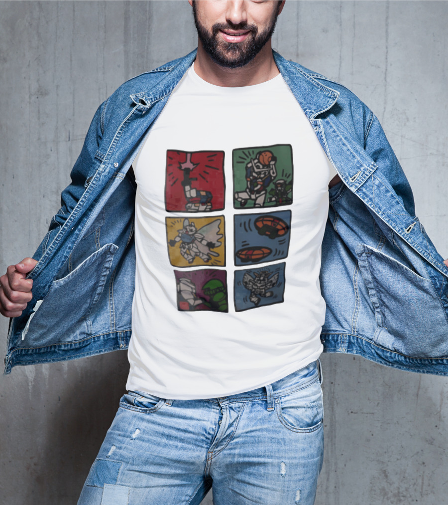 Keith Haring Japanese Mecha Robot Comic Panels Pop Cartoon T-Shirt