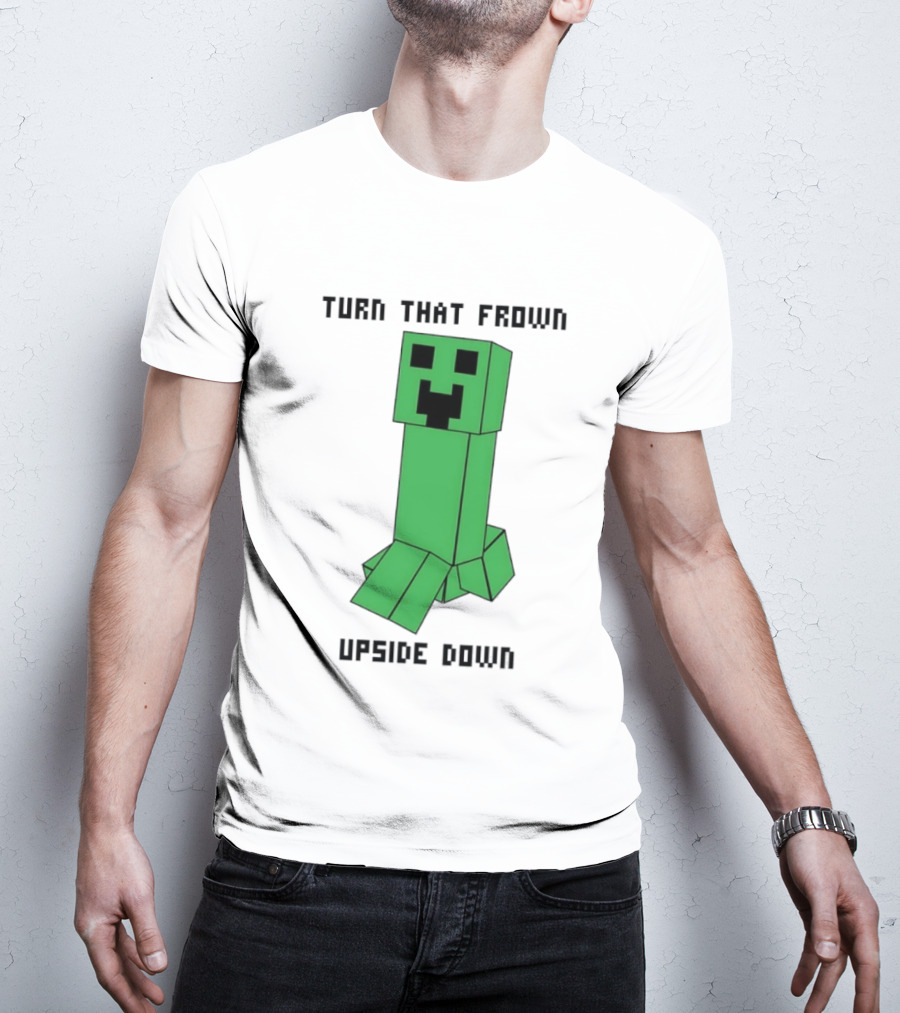 Creeper Turn That Frown Upside Down Gaming Block T-Shirt