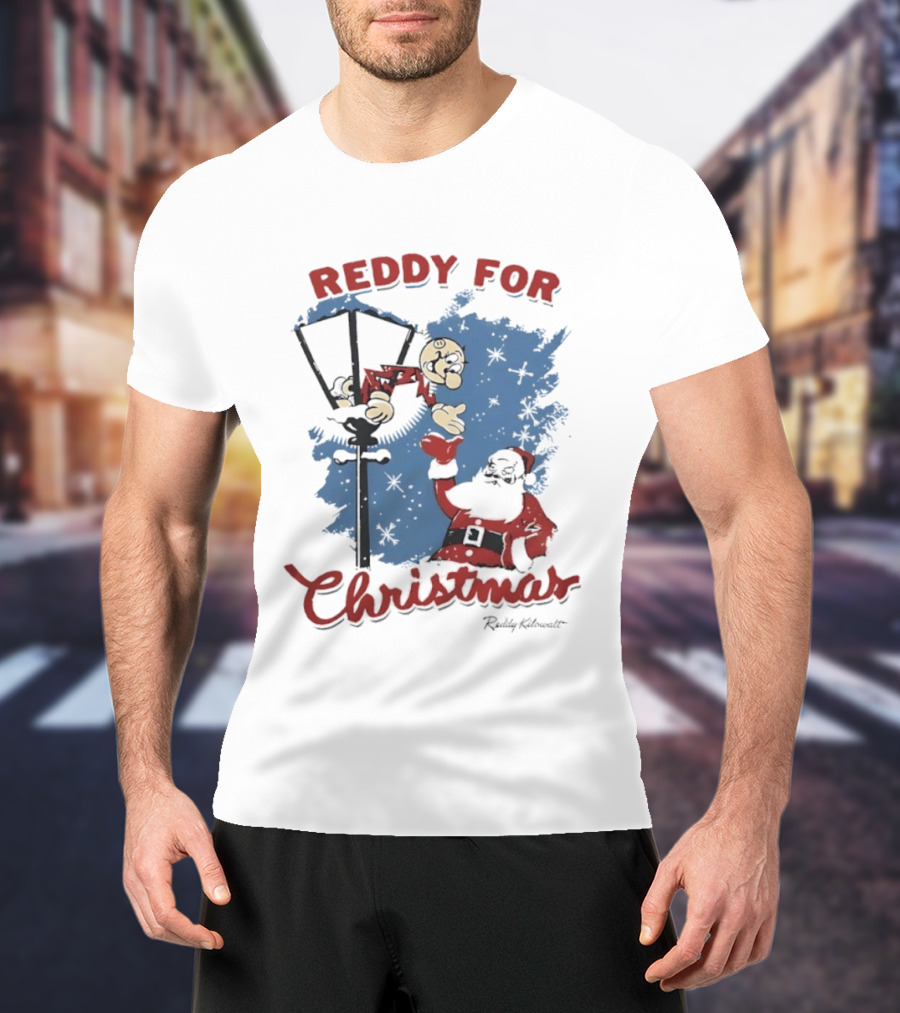 Reddy Kilowatt Reddy For Christmas Holiday Cheer Santa Lamp Post T-Shirt