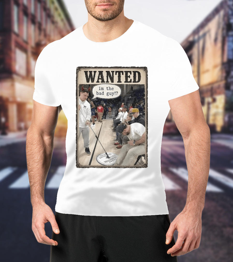 Wanted Im The Bad Guy!? Basketball Court Scene With Devil Horns T-Shirt