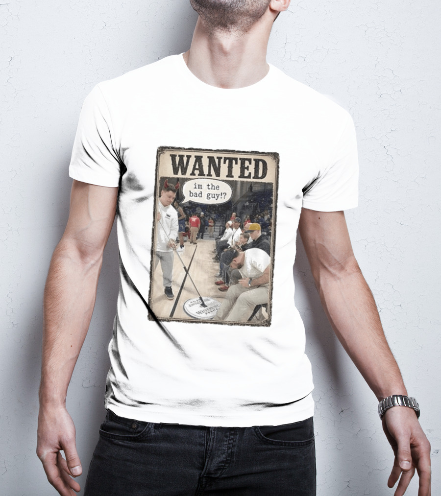Wanted Im The Bad Guy!? Basketball Court Scene With Devil Horns T-Shirt