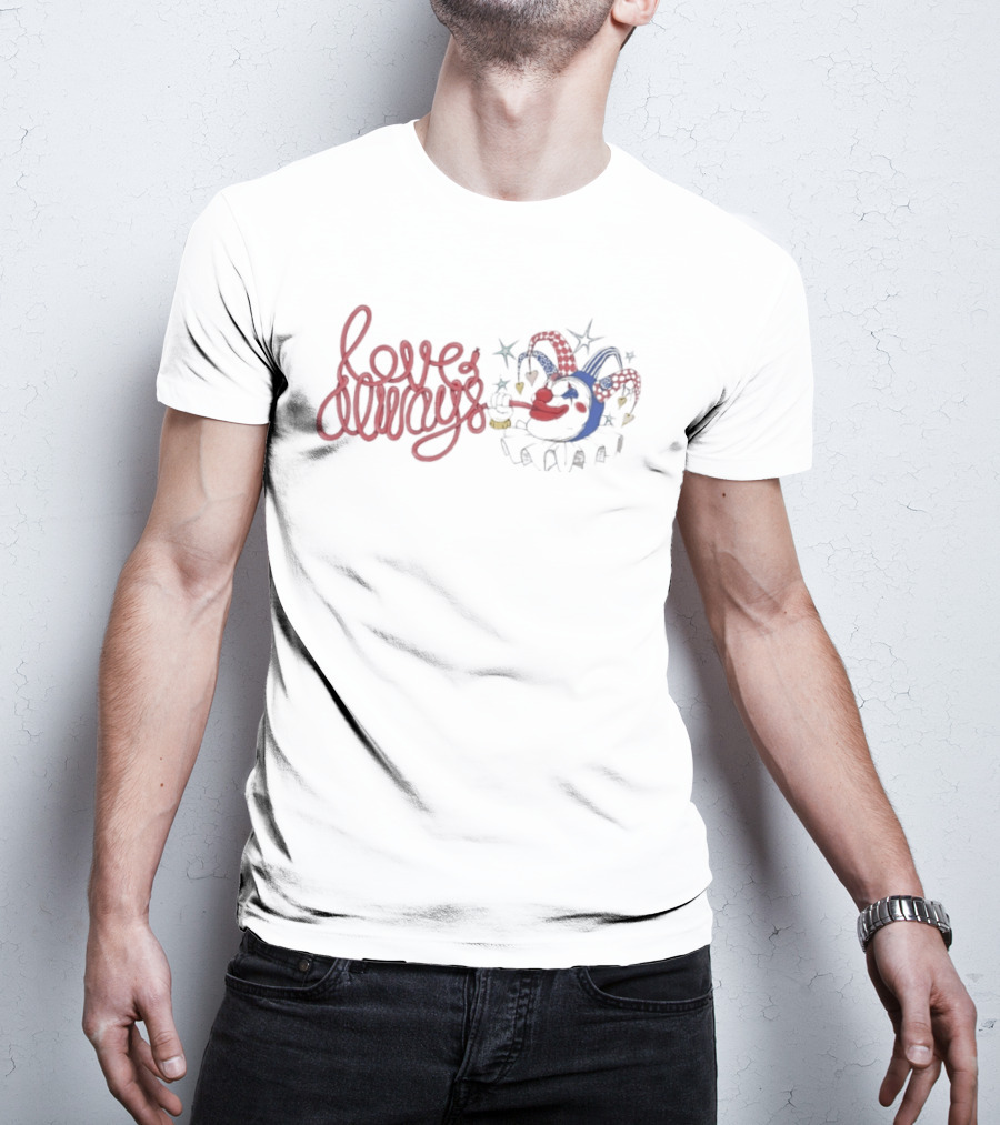 Love Always Jester Clown Circus Star Hearts T-Shirt