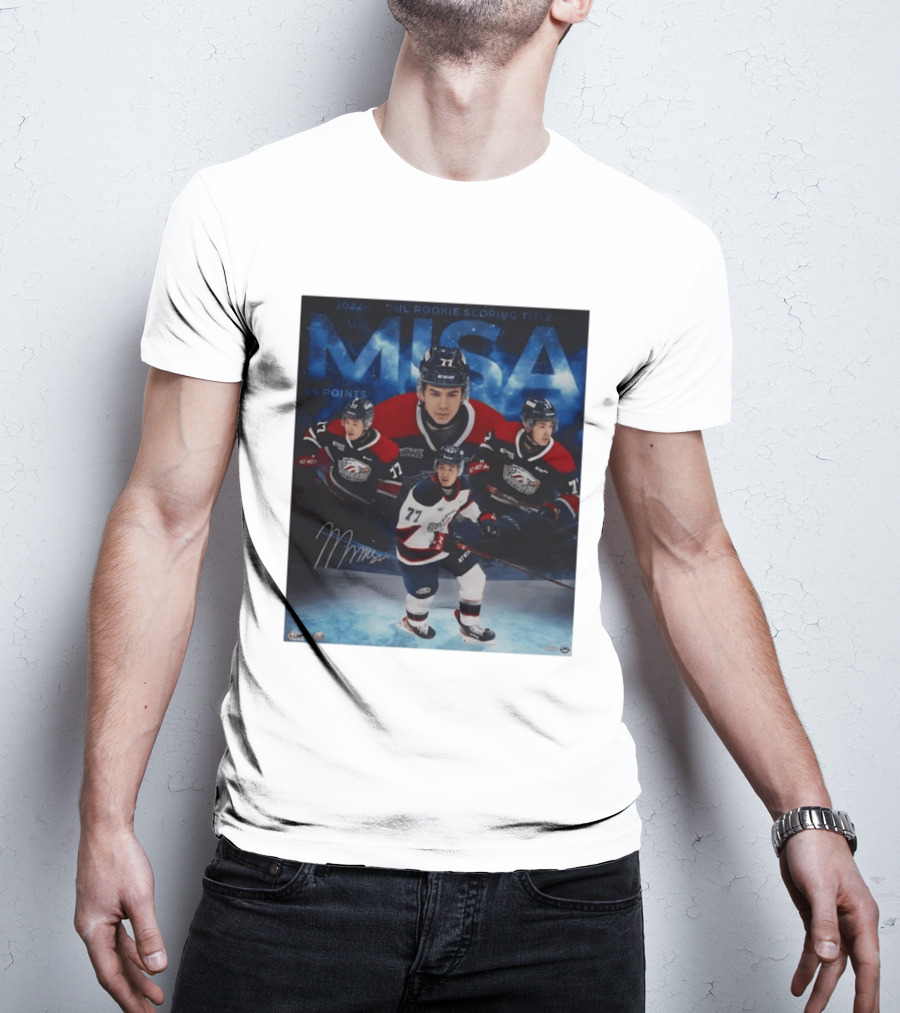 Michael Misa Saginaw Spirit 2022 23 OHL Rookie 56 Points T-Shirt