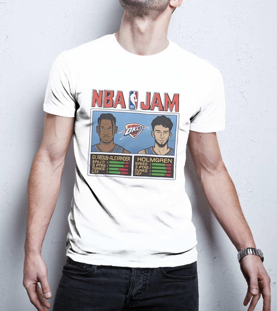 NBA Jam Shai Gilgeous Alexander Chet Holmgren OKC Thunder Stats T-Shirt