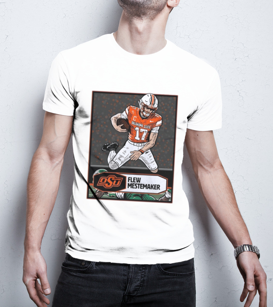 Oklahoma State Cowboys Flew Mestemaker 17 College Football Player Card T-Shirt