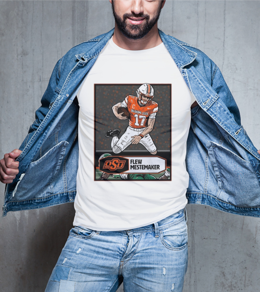 Oklahoma State Cowboys Flew Mestemaker 17 College Football Player Card T-Shirt