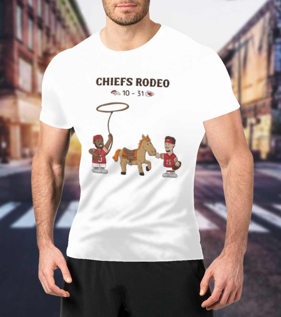 Patrick Mahomes Travis Kelce Chiefs Rodeo 10 31 Broncos T-Shirt
