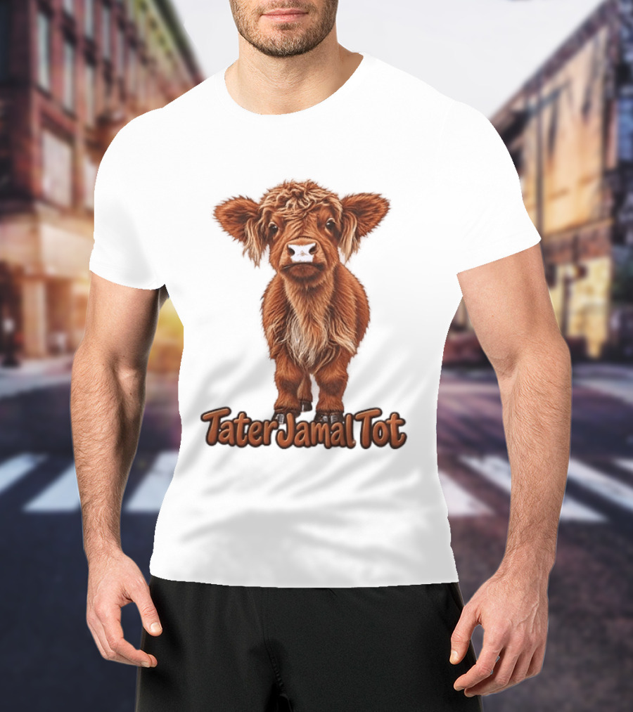 TaterJamal Tot Highland Cow Farm Animal Cute Brown Calf T-Shirt