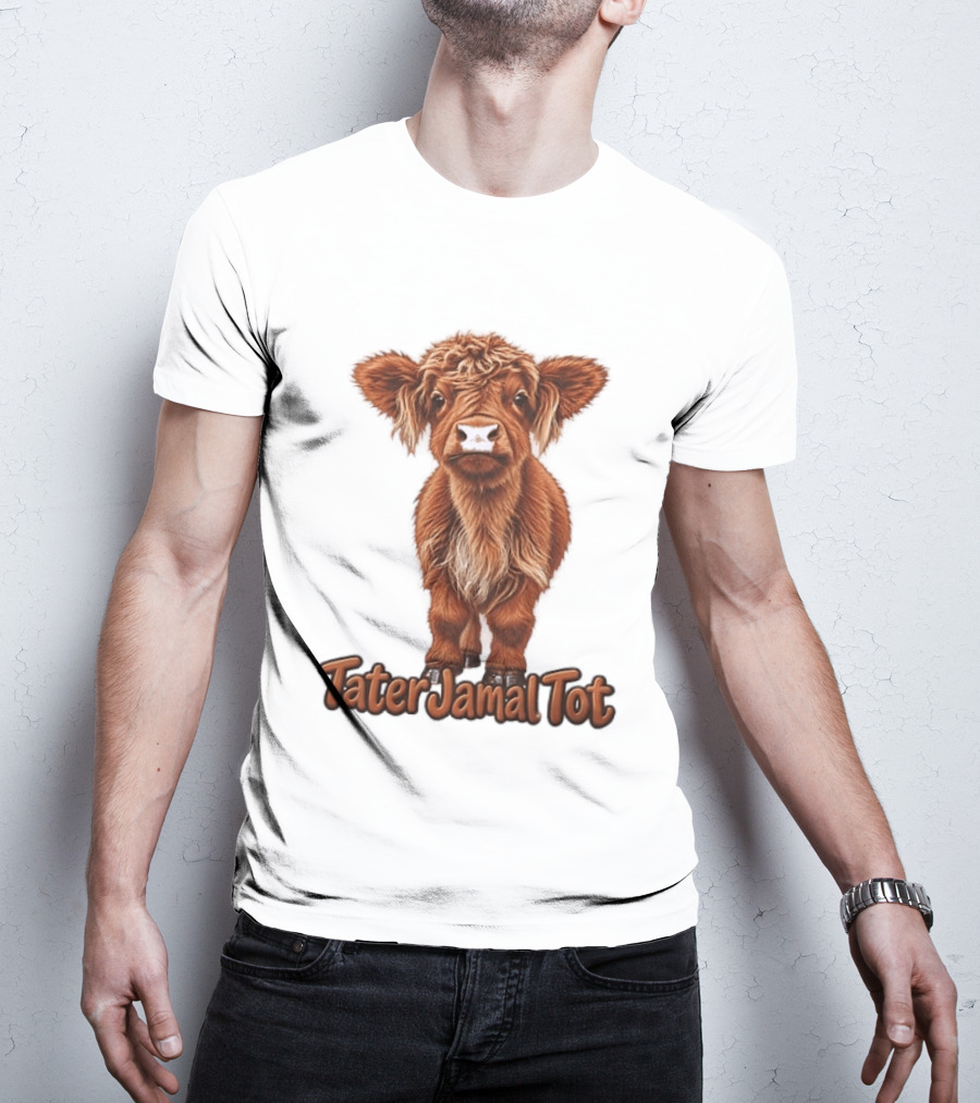 TaterJamal Tot Highland Cow Farm Animal Cute Brown Calf T-Shirt