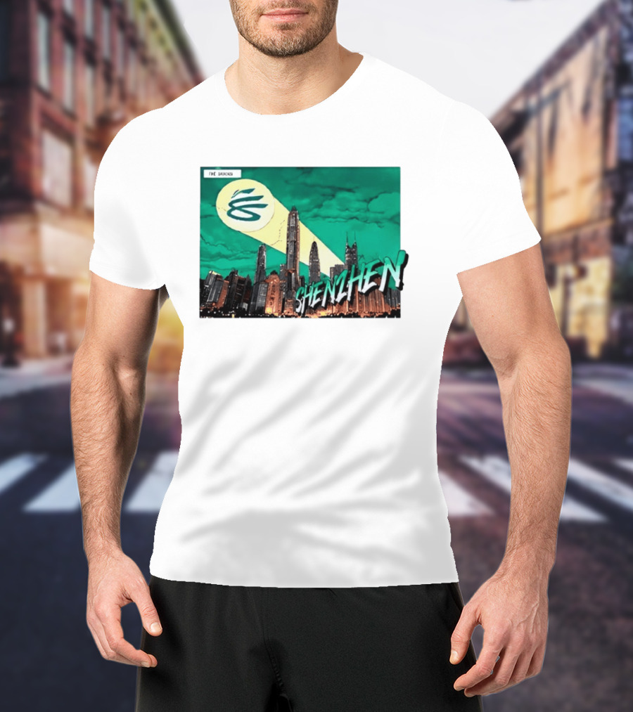Shenzhen City Skyline With Illuminated Beacon And Clouds T-Shirt