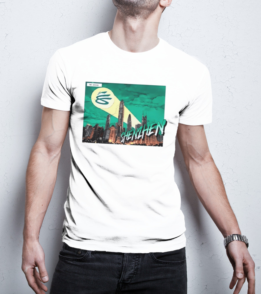 Shenzhen City Skyline With Illuminated Beacon And Clouds T-Shirt