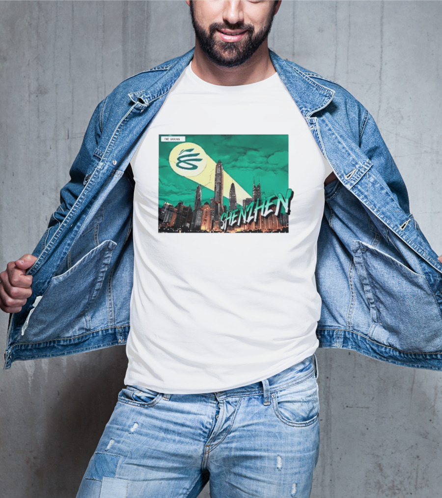 Shenzhen City Skyline With Illuminated Beacon And Clouds T-Shirt