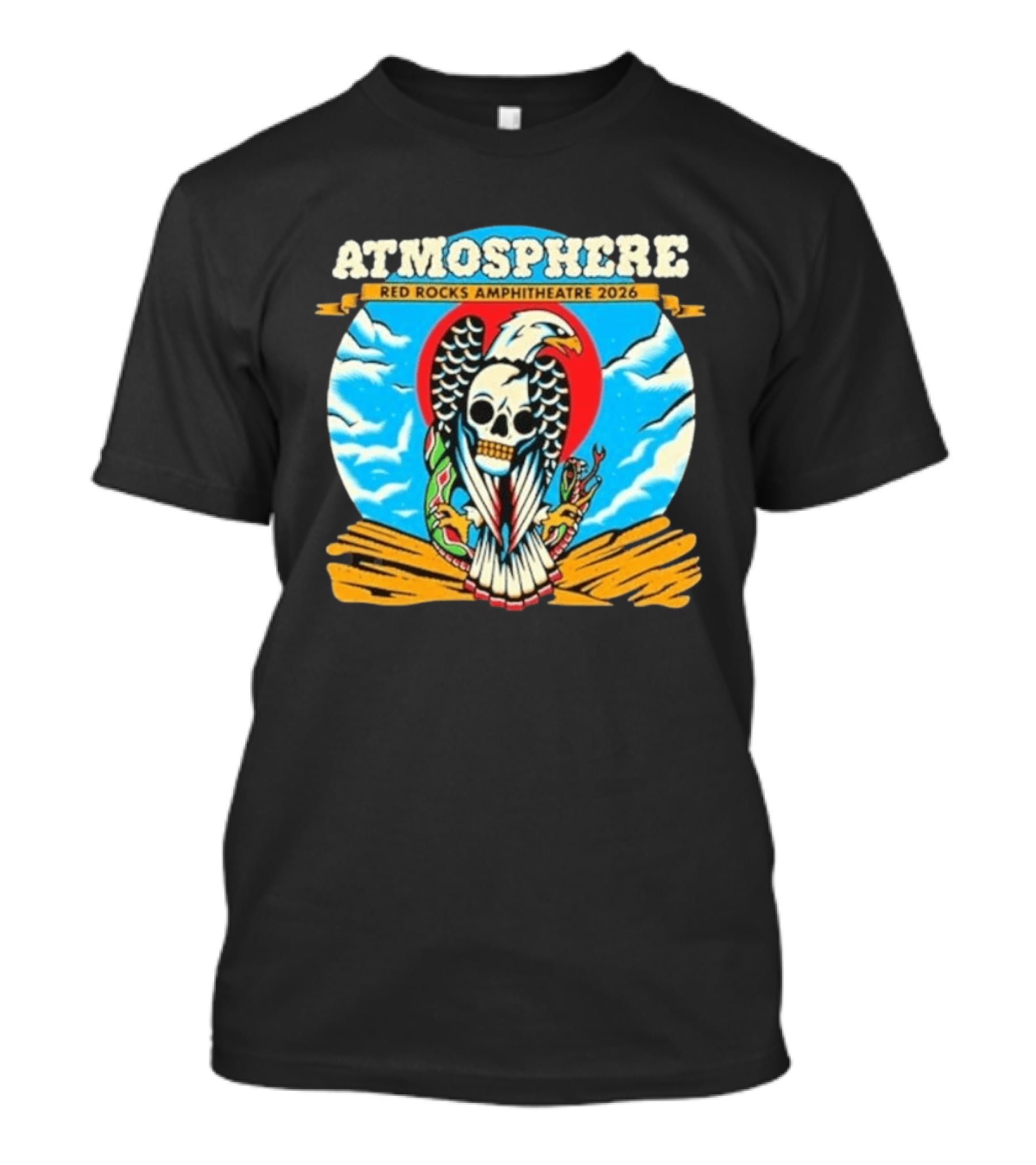 Atmosphere Red Rocks Amphitheatre 2026 Eagle Skull Clouds T-Shirt