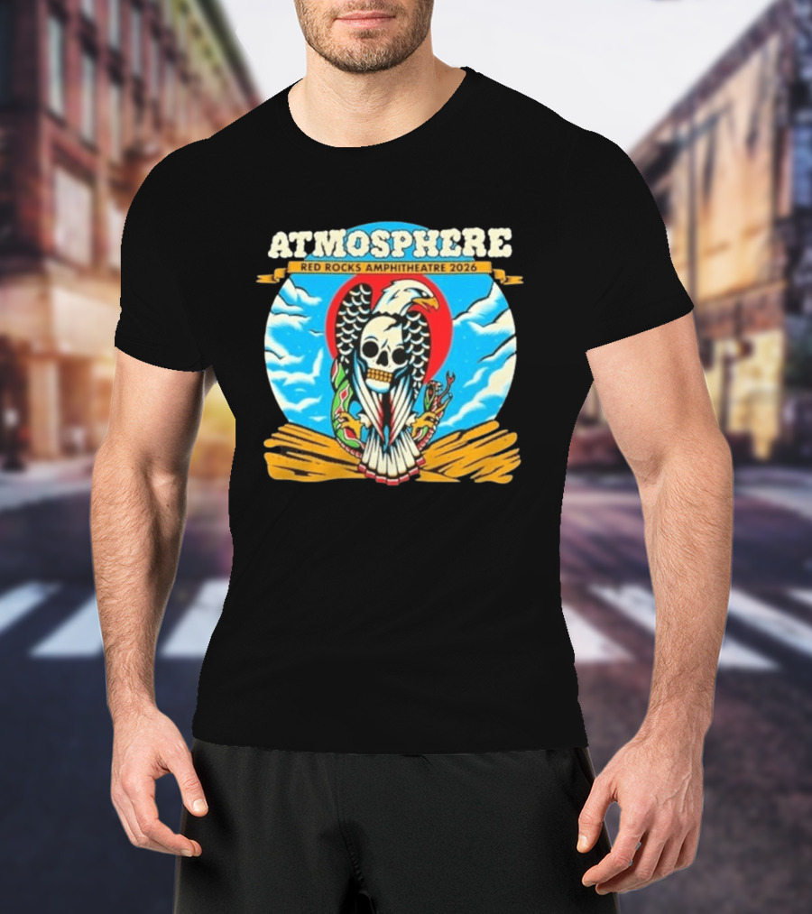 Atmosphere Red Rocks Amphitheatre 2026 Eagle Skull Clouds T-Shirt