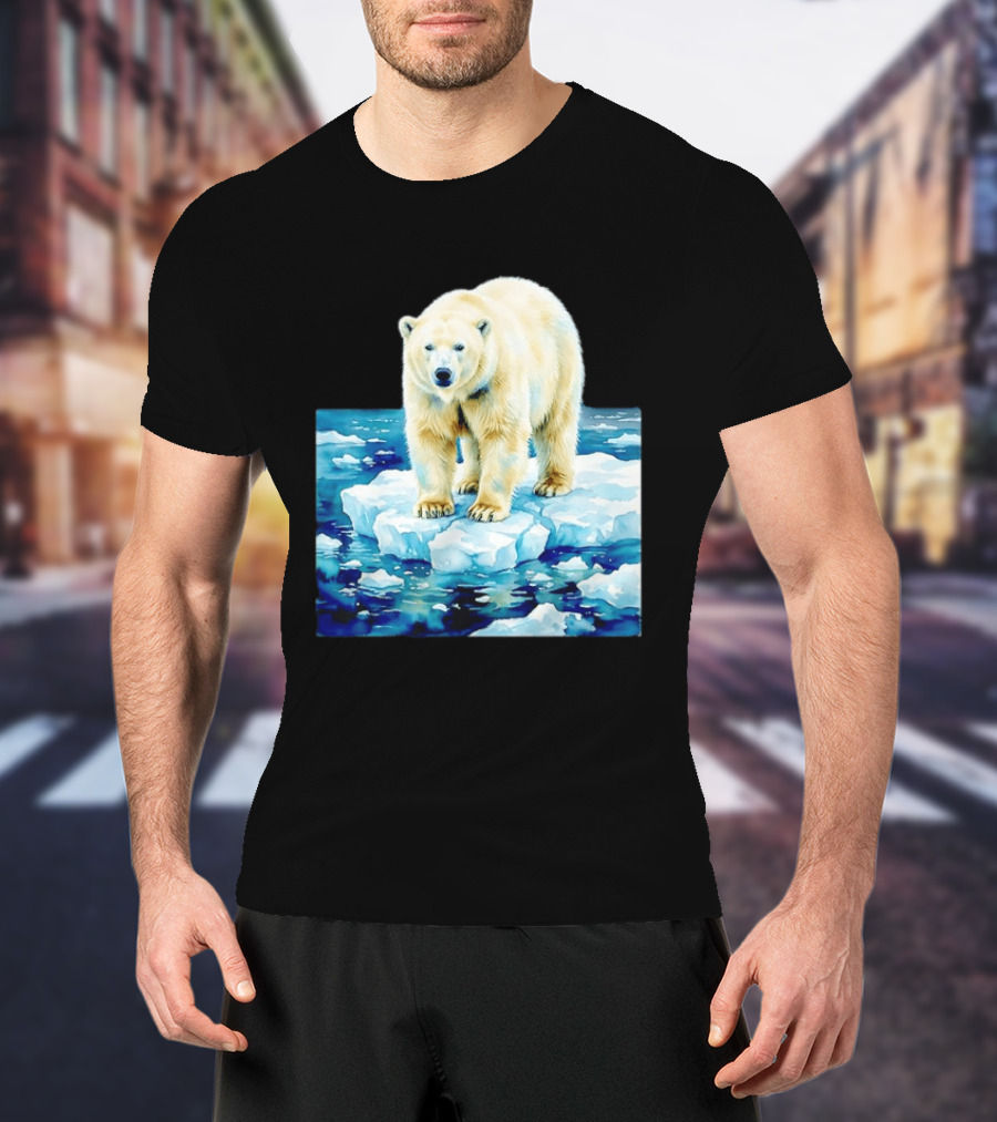 Majestic Polar Bear On Melting Iceberg Arctic Wildlife Scene T-Shirt
