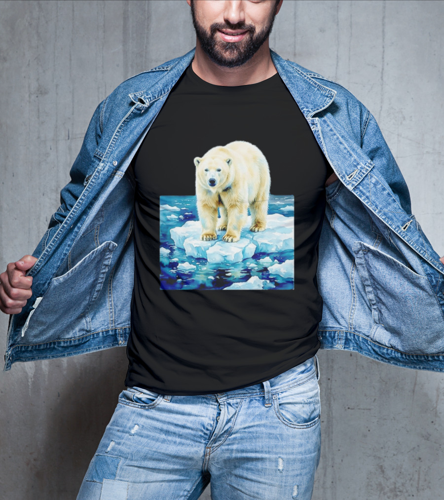Majestic Polar Bear On Melting Iceberg Arctic Wildlife Scene T-Shirt