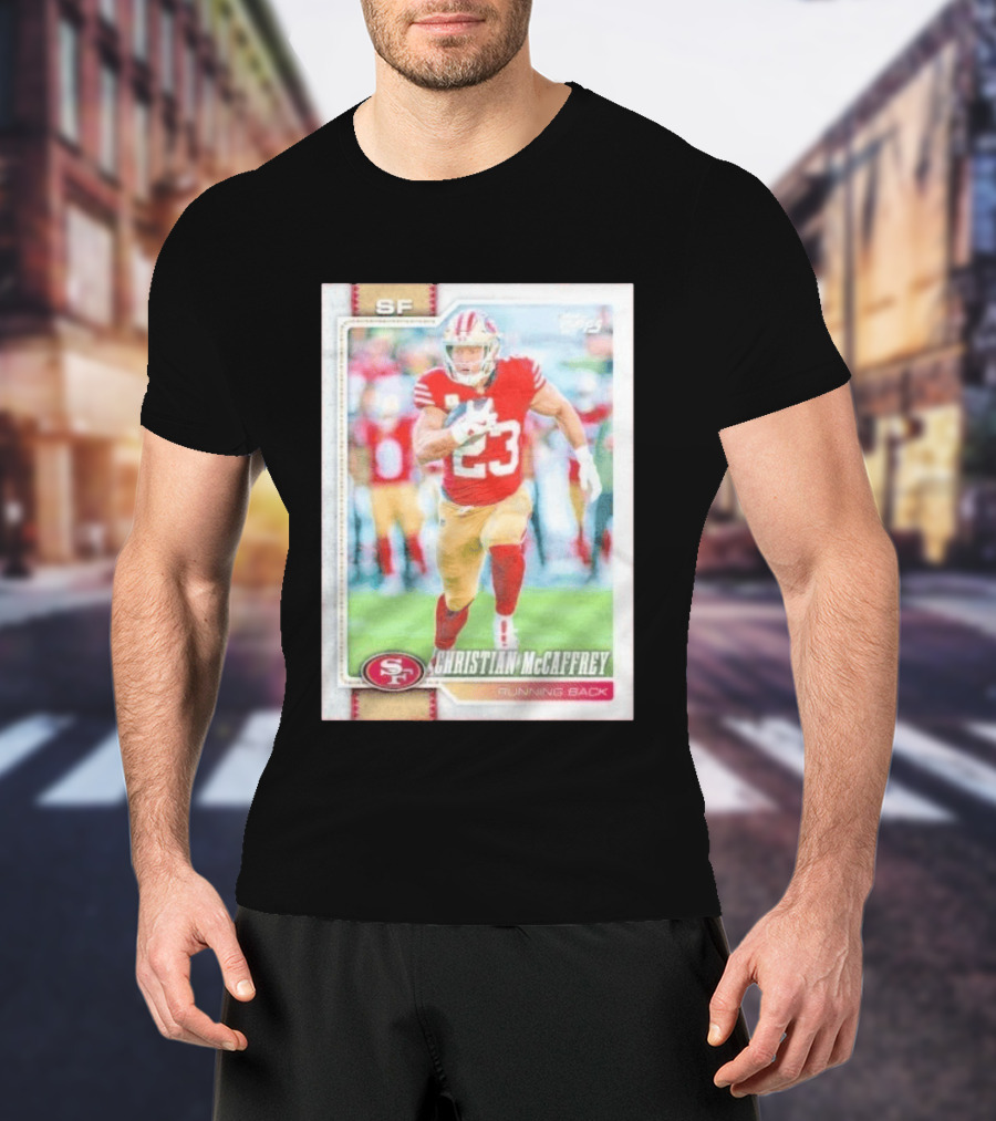 Christian McCaffrey SF 49ers Running Back No 23 NFL Player Card T-Shirt