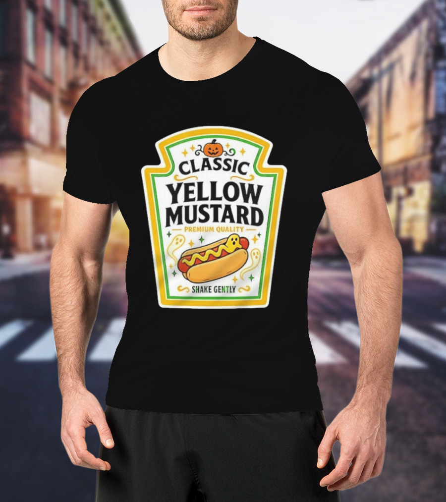 Classic Yellow Mustard Premium Quality Halloween Hot Dog Shake Gently T-Shirt