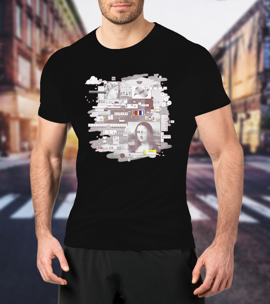 Mona Lisa Michelangelo David Digital Collage T-Shirt