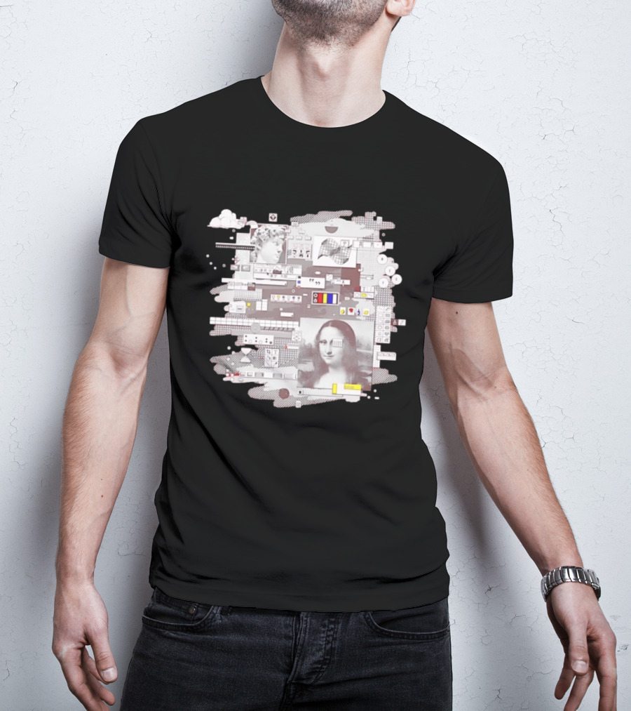 Mona Lisa Michelangelo David Digital Collage T-Shirt