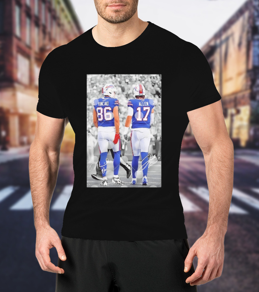 Buffalo Bills Dalton Kincaid 86 And Josh Allen 17 NFL Football Team Players T-Shirt