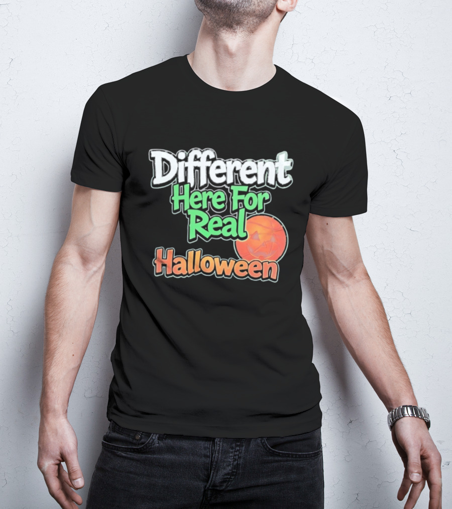 Different Here For Real Halloween Pumpkin Basketball T-Shirt