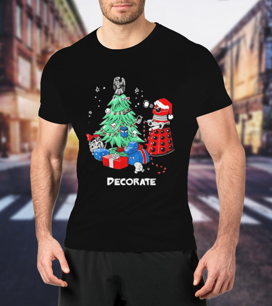 Doctor Who Dalek Christmas Tree Decorate Scene T-Shirt