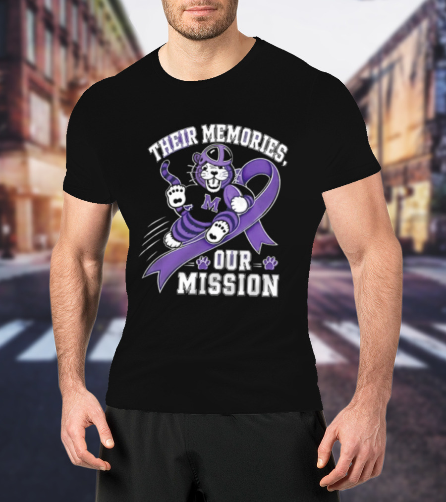 Their Memories Our Mission Purple Football Helmet Ribbon M Tiger Paw T-Shirt