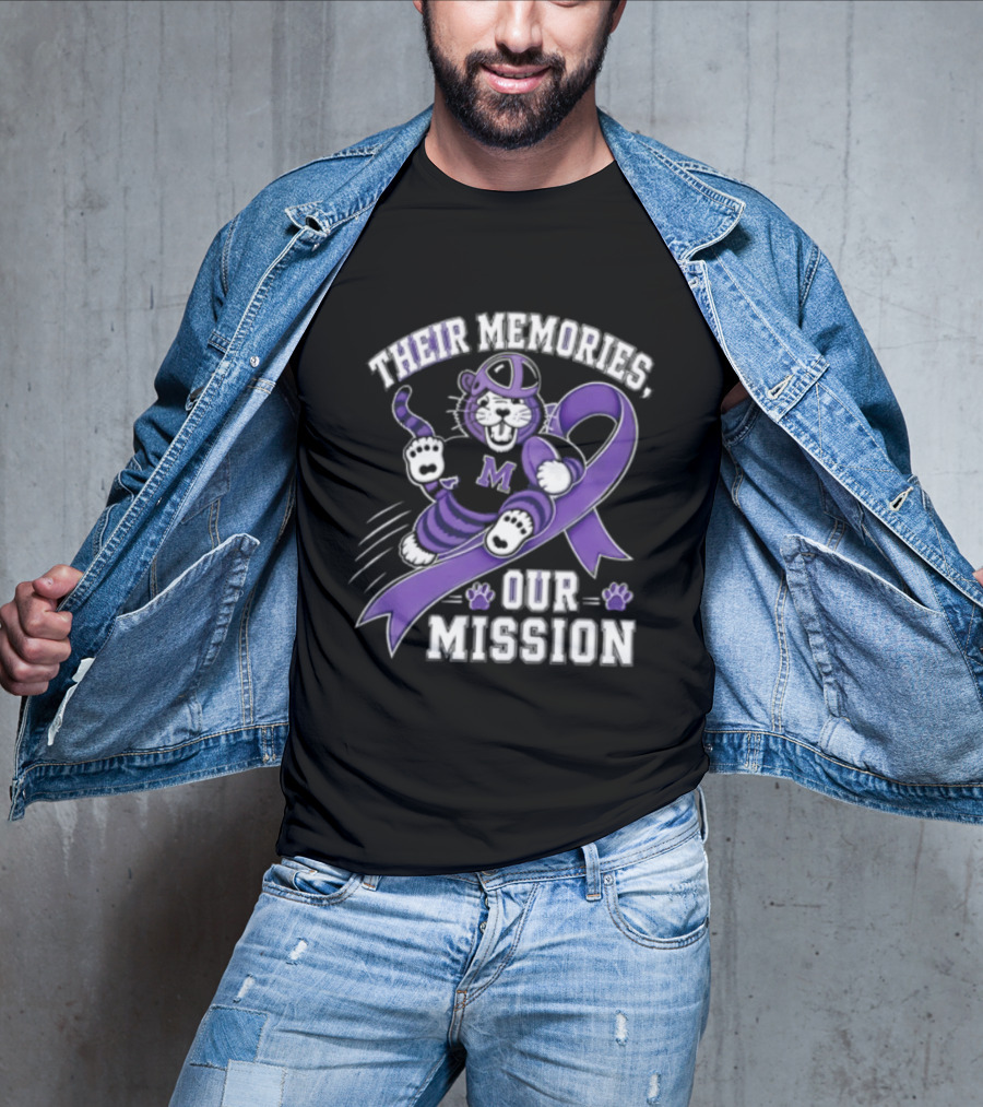 Their Memories Our Mission Purple Football Helmet Ribbon M Tiger Paw T-Shirt