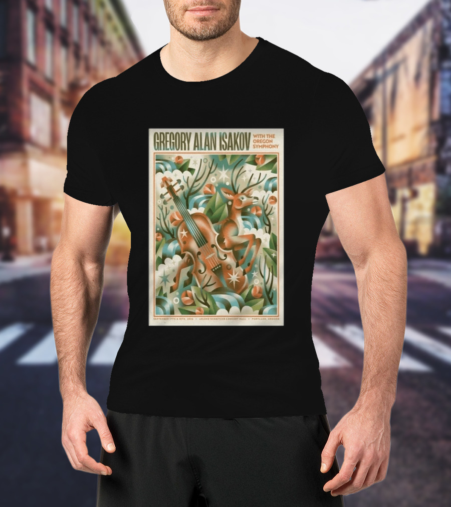 Gregory Alan Isakov With The Oregon Symphony Portland September 17 18 2026 Concert Deer And Violin T-Shirt