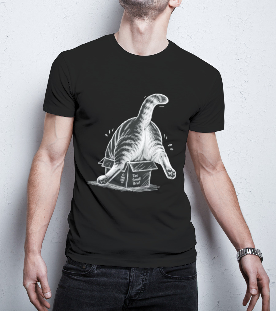 Too Small Bro Tabby Cat Stuck In Box Rear View T-Shirt