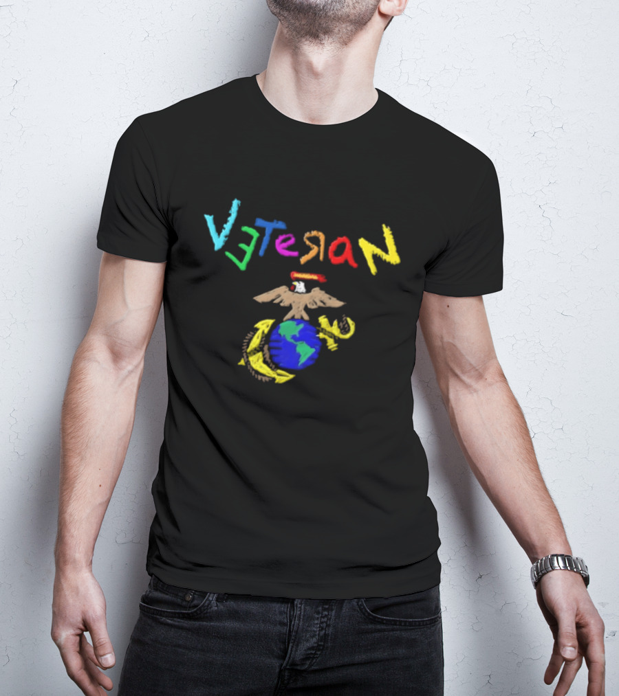Veteran Eagle Globe And Anchor Colorful Military T-Shirt
