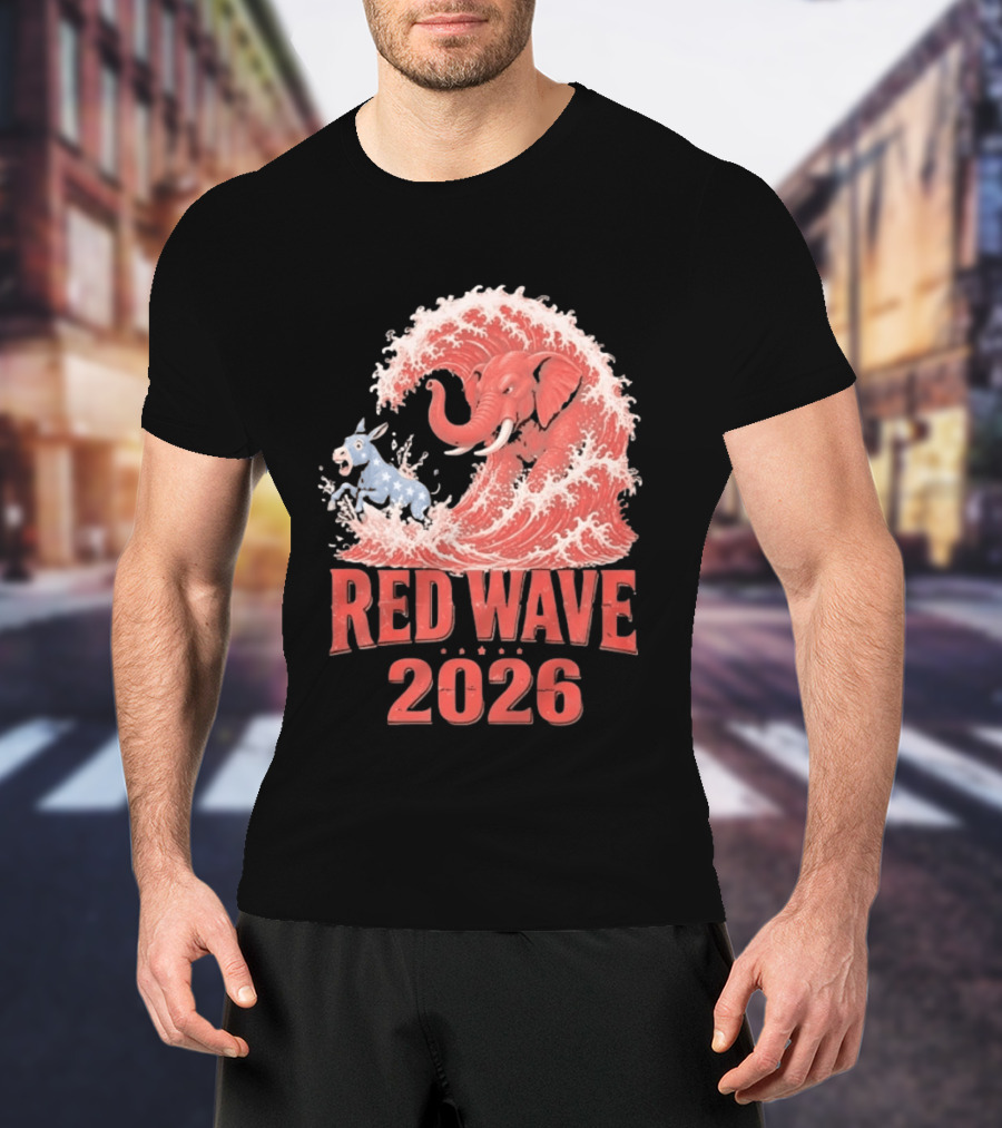 Red Wave 2026 Republican Elephant Vs Donkey Political T-Shirt