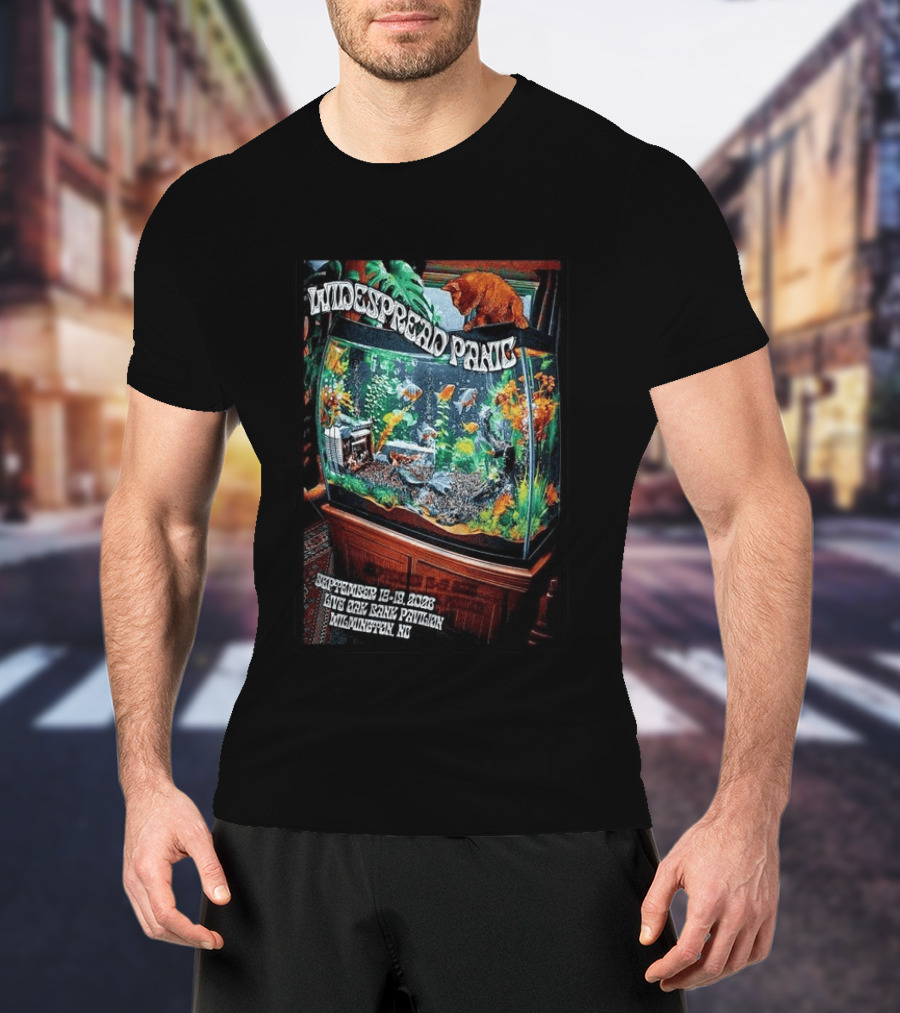 Widespread Panic Live Oak Bank Pavilion Sept 18 19 2026 Wilmington Tour Fish Tank Cat T-Shirt